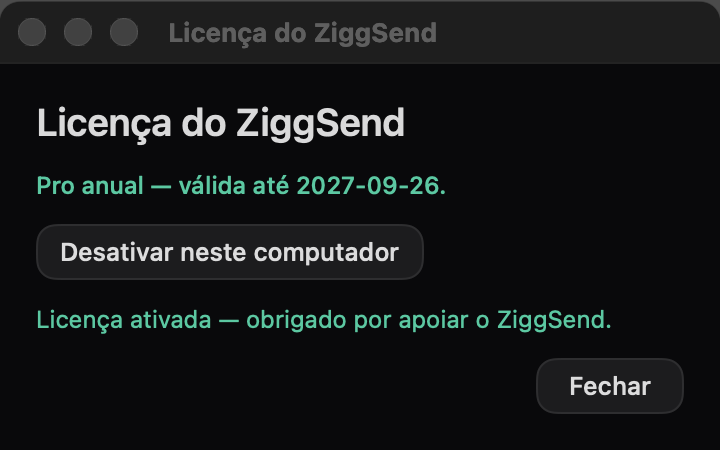 Licença ativada