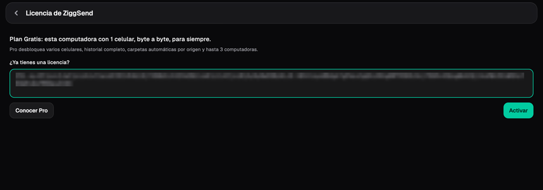 Pega la clave