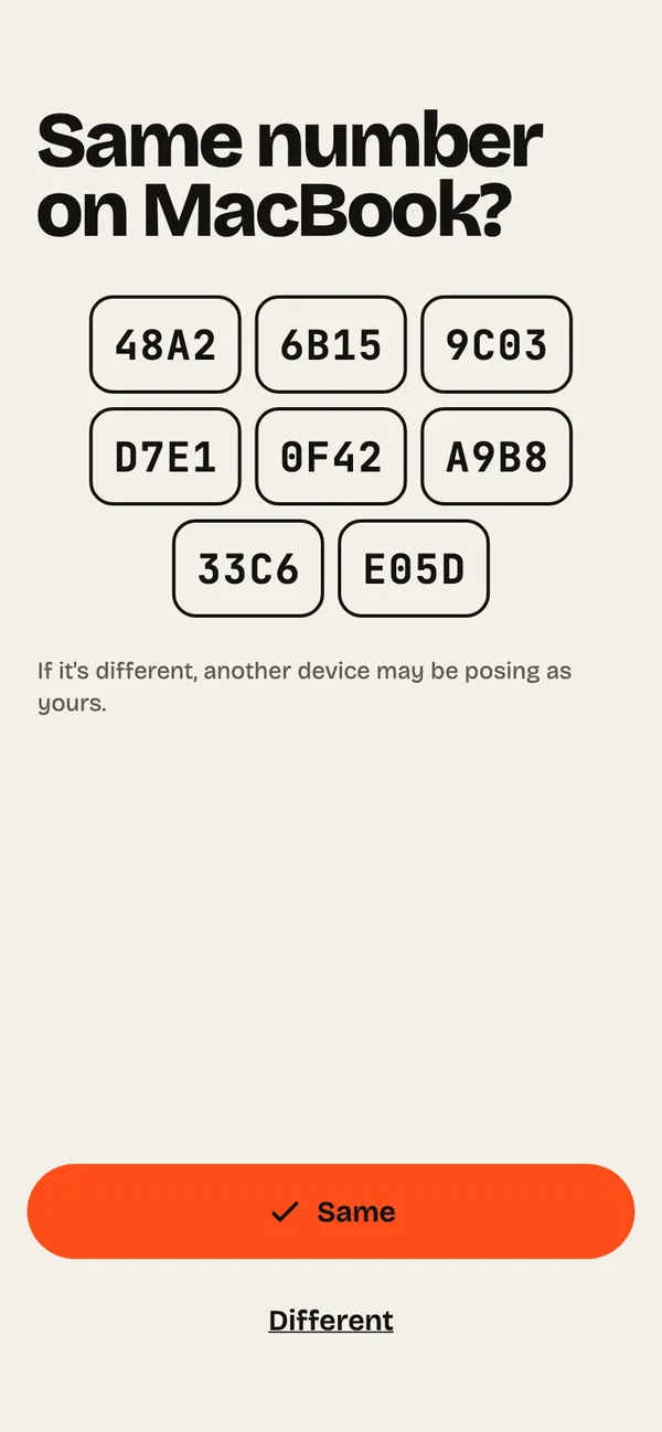 Step 3: Check the number. Same number on both screens? Tap “Same”.