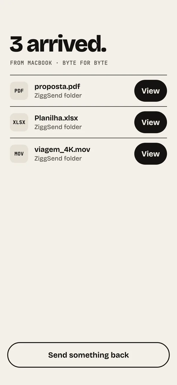 Step 12: See what arrived. Tap “View” to open each file you received.