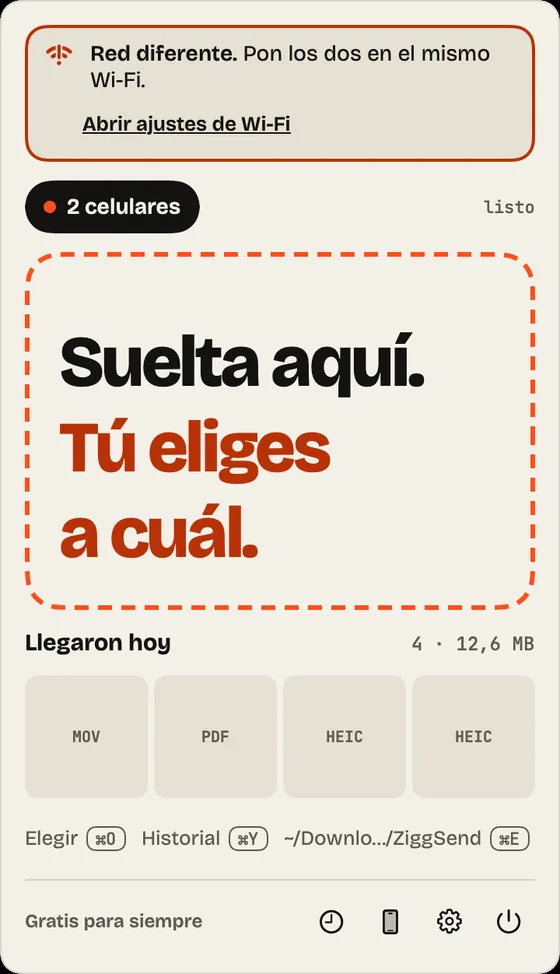 Paso 11: Red diferente. ¿Mac y celular en redes distintas? Pon los dos en el mismo Wi-Fi.