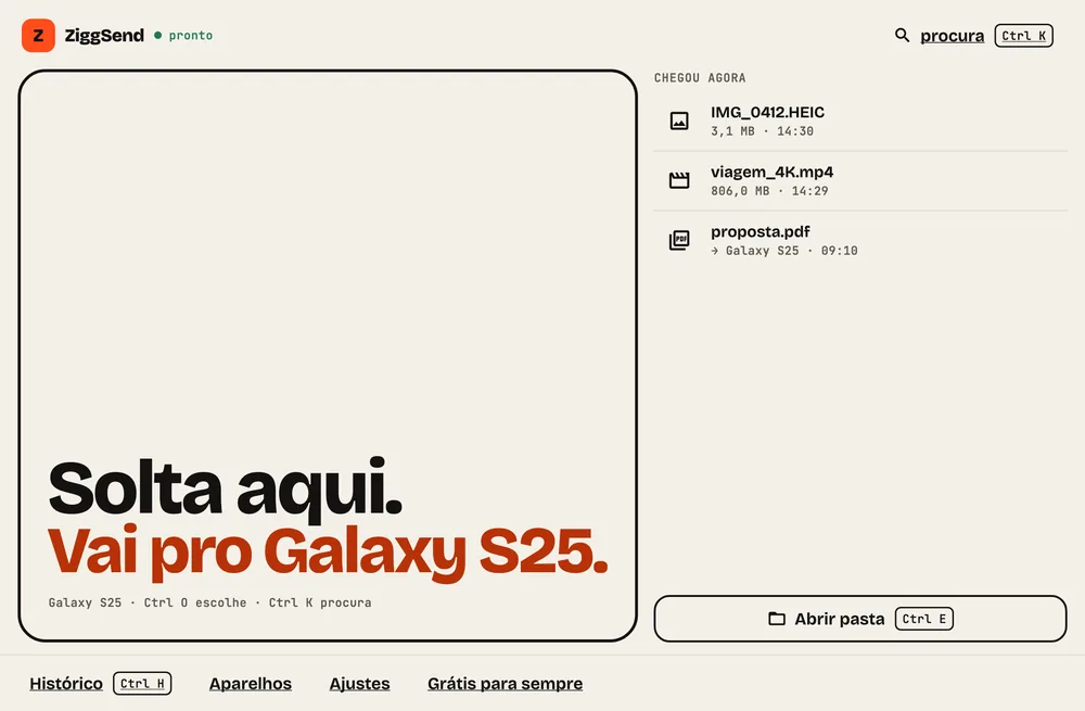 Passo 5: Chegou. O que chegou aparece em “Chegou agora”, à direita da janela.
