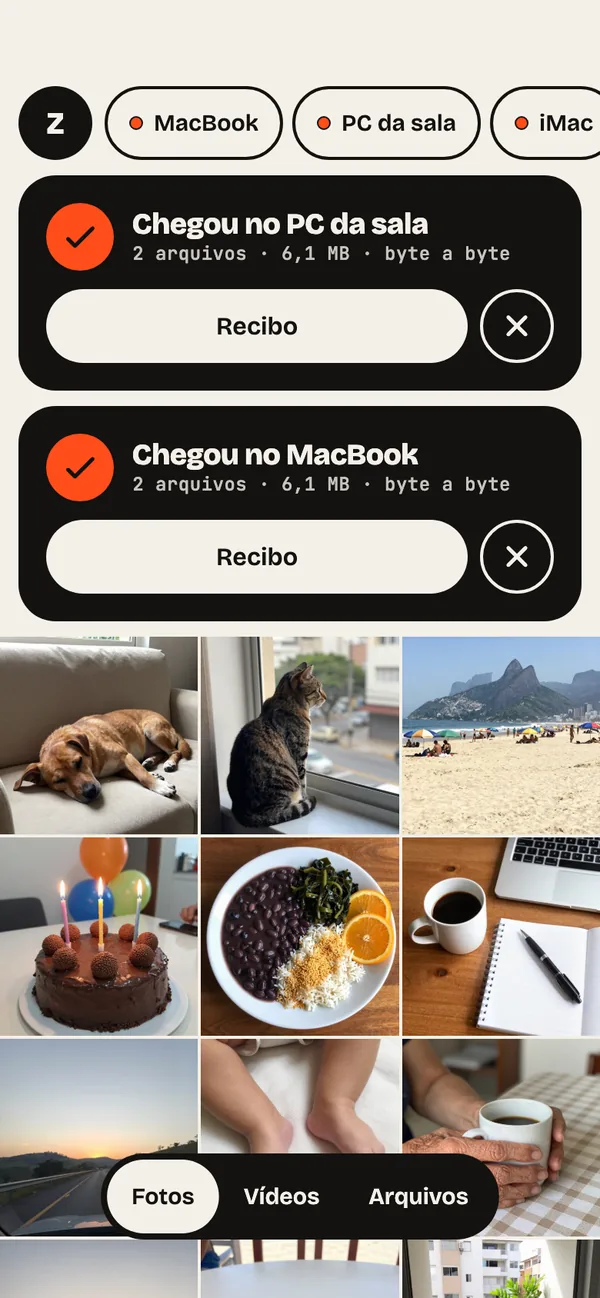Passo 10: Um aviso por computador. Cada computador confirma a chegada no próprio cartão, com o recibo.